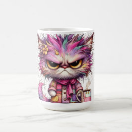 怒った猫のカラフルな画像がプリントされたコーヒーマグ コーヒーマグカップ