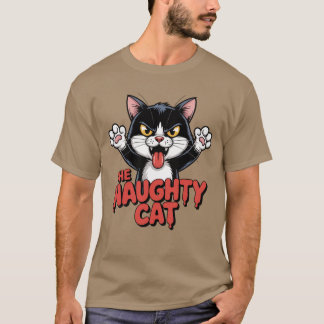 怒った猫のキャラクター イタズラ猫のグラフィック Tシャツ