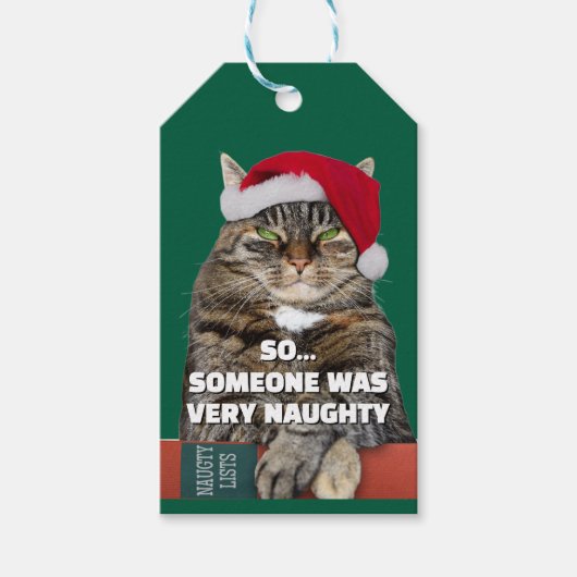 怒った猫のクリスマス ギフトタグ (正面)