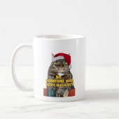 怒った猫のクリスマス コーヒーマグカップ (左)
