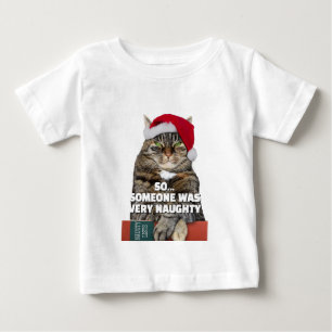 怒った猫のクリスマスTシャツ ベビーTシャツ