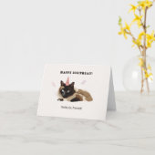 怒った猫のグリーティングカード カード (黄色い花)