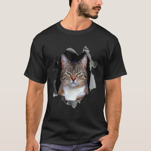 怒った猫のミーム 怒り顔 Tシャツ (正面)