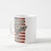 怒った老獣医 愛国ワシ旗 Tシャツ デザイン コーヒーマグカップ (正面左)