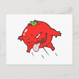 怒った腐ったトマトのキャラクター ポストカード