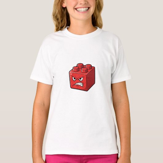 怒った赤い玩具ブロックの子供たち Tシャツ (正面)