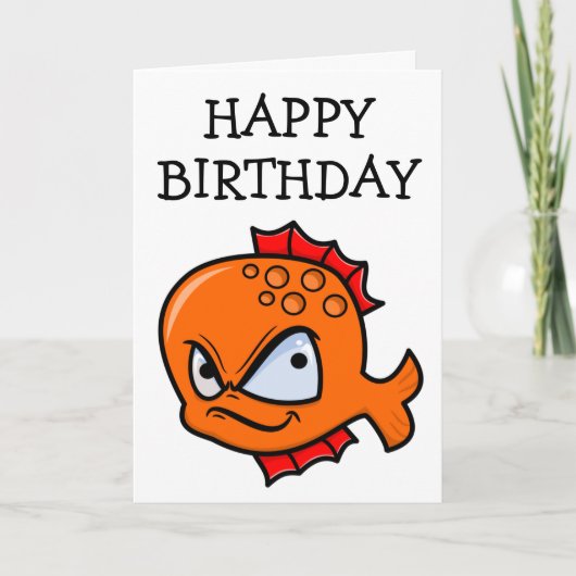 怒った金魚の誕生日おめでとう カード (正面)