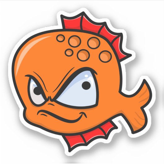 怒った金魚 シール (正面)
