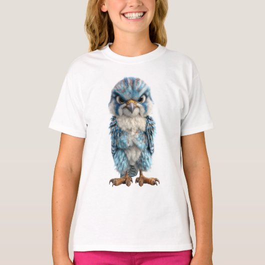怒った青いラプトル鳥の子供たち Tシャツ (正面)