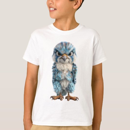 怒った青いラプトル鳥の子供たち Tシャツ (正面)