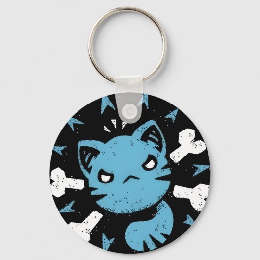怒った青猫 キーホルダー (正面)