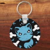 怒った青猫 キーホルダー (正面)