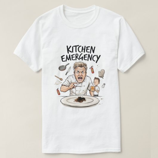 怒った面白いシェフの焼き過ぎたトースト Tシャツ (デザイン正面)