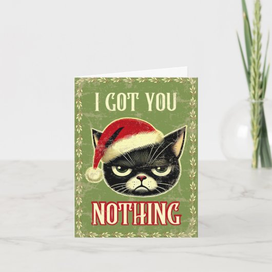 怒った面白い黒猫のクリスマス シーズンカード (正面)