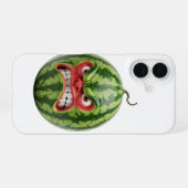 怒った顔のスイカ iPhone 16ケース (裏面横)