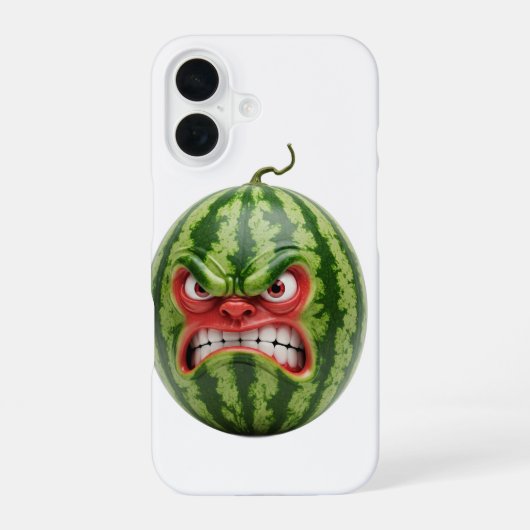 怒った顔のスイカ iPhone 16ケース (裏面)