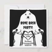 怒った骷髏のボーンバッシュパーティ ハロウィン招待状 シーズンカード (裏面)
