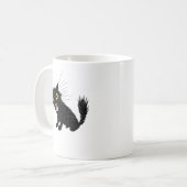 怒った黒猫のキャラクターTシャツ コーヒーマグカップ (正面左)