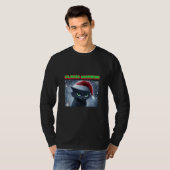 怒った黒猫の「Claws Humbug」クリスマス Tシャツ (正面フル)