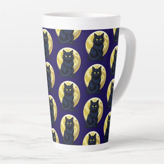 怒った黒猫 カフェラテマグ (右アングル)