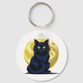 怒った黒猫 キーホルダー