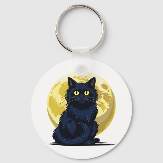 怒った黒猫 キーホルダー (正面)
