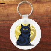 怒った黒猫 キーホルダー (正面)