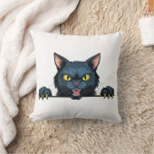 怒った黒猫 クッション (ブランケット)