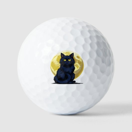 怒った黒猫 ゴルフボール (正面)