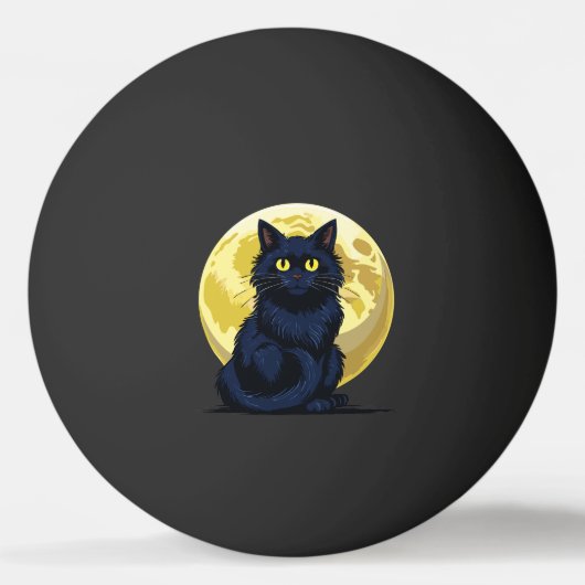 怒った黒猫 卓球ボール (正面)