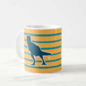怒ったT-Rex恐竜 黄色と青 コーヒーマグカップ (正面左)