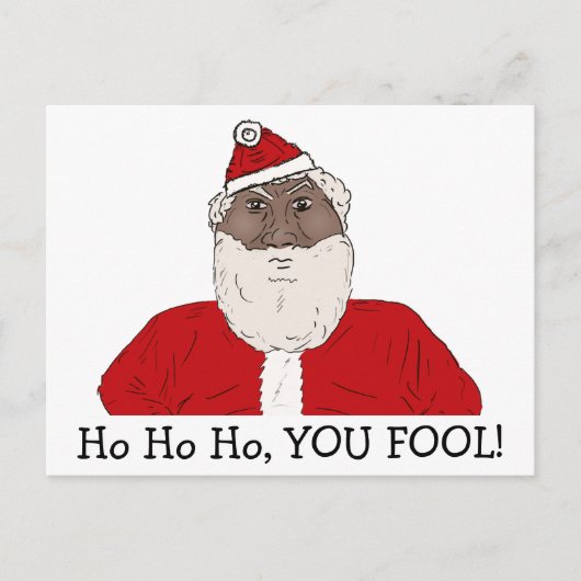 怒っているクリスマスを望んでいる怒っている黒いサンタクロース シーズンポストカード (正面)