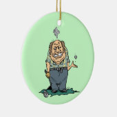 怒っているゴルファーのTシャツおよびギフト セラミックオーナメント (右)