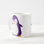 怒っているペンギンの紫色のグリッターの写真のプリント コーヒーマグカップ (正面左)