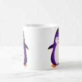 怒っているペンギンの紫色のグリッターの写真のプリント コーヒーマグカップ (中央)