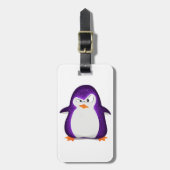 怒っているペンギンの紫色のグリッターの写真のプリント ラゲッジタグ (正面縦)