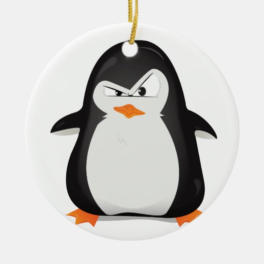 怒っているペンギン セラミックオーナメント (正面)