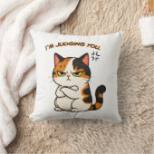 怒っている三毛猫 - あなたを見ていますよ クッション (ブランケット)