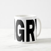 怒っている単語のマグ コーヒーマグカップ (正面右)