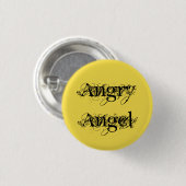 怒っている天使、動揺してなヘレナTVショーの孤児の黒 缶バッジ (正面&裏面)