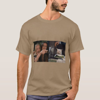 怒っている女性が猫の面白い友達の表情のイラスト Tシャツ