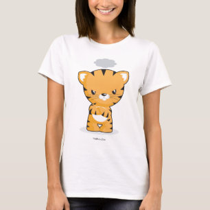 怒っている子ネコの女性の長袖のワイシャツ Tシャツ