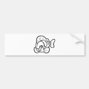 怒っている気違いの野生の魚の輪郭の漫画 バンパーステッカー