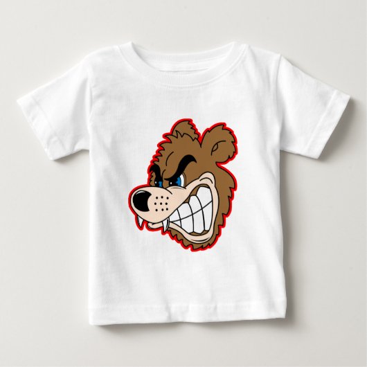 怒っている熊の顔 ベビーTシャツ (正面)