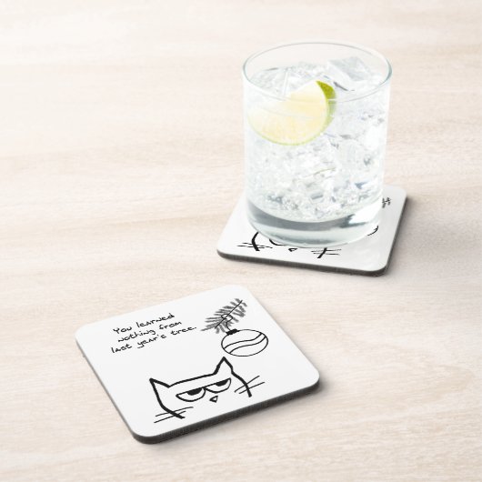 怒っている猫およびクリスマスツリー コースター (右側)