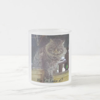 怒っている猫によって曇らされるコーヒー・マグ フロストグラスマグカップ