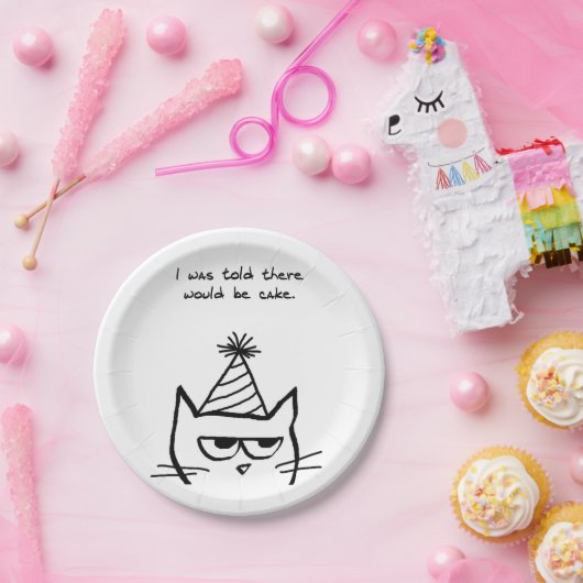 怒っている猫の要求のケーキ-おもしろいな特別の日 ペーパープレート (パーティー)