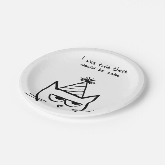 怒っている猫の要求のケーキ-おもしろいな特別の日 ペーパープレート (アングル)