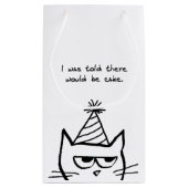 怒っている猫の要求のケーキ-おもしろいな猫のギフトバッグ スモールペーパーバッグ (裏面)