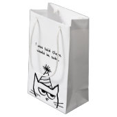 怒っている猫の要求のケーキ-おもしろいな猫のギフトバッグ スモールペーパーバッグ (裏面アングル)